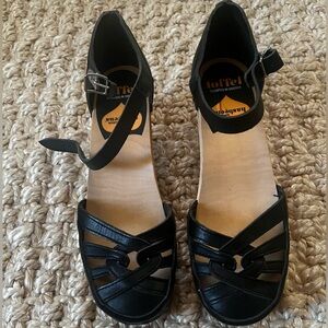 Like New Swedish Hasbeens Agneta Black Heeled Clog | EU Size 37/US 7